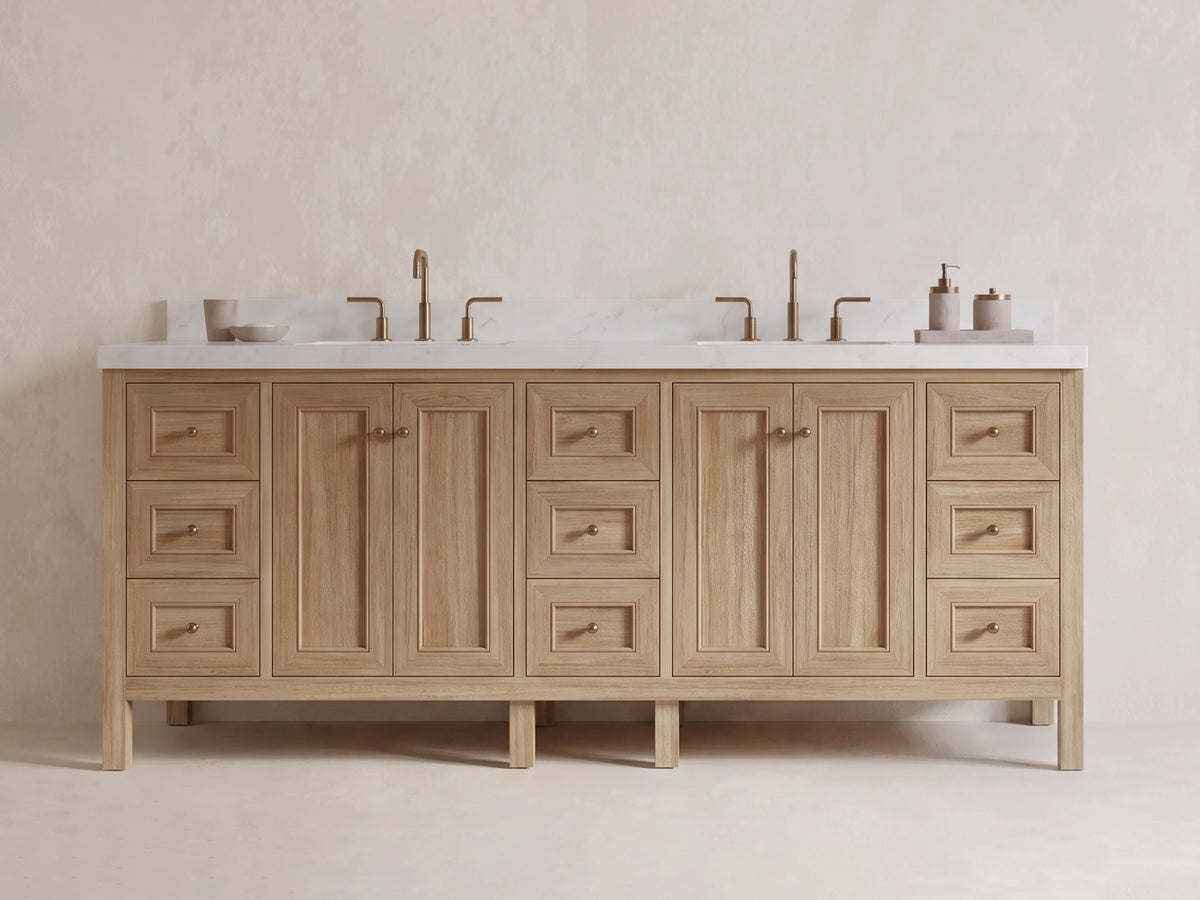 Nashville Teak Wood 84 in. W x 22 in. D Double Sink Bathroom Vanity