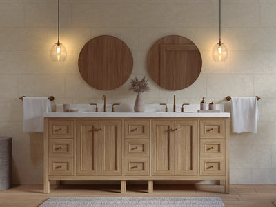Nashville Teak Wood 84 in. W x 22 in. D Double Sink Bathroom Vanity