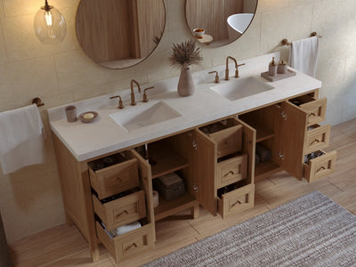 Nashville Teak Wood 84 in. W x 22 in. D Double Sink Bathroom Vanity