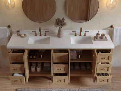 Nashville Teak Wood 84 in. W x 22 in. D Double Sink Bathroom Vanity