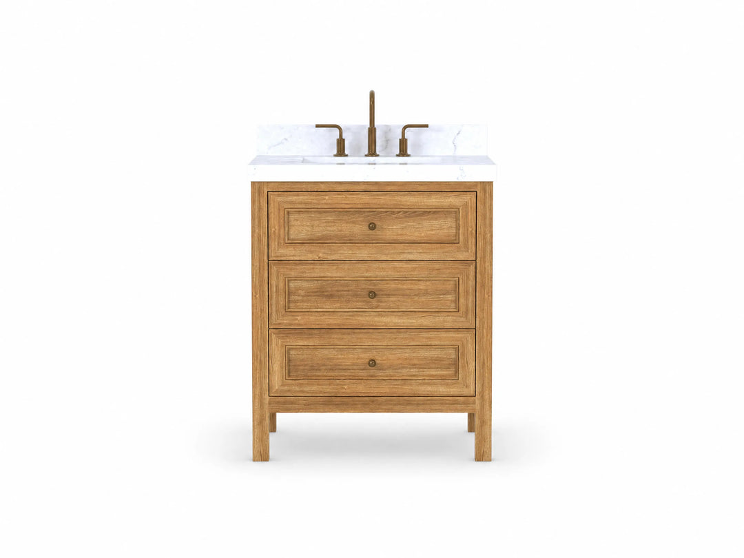 Nashville Teak Wood 30 in. W x 22 in. D Single Sink Bathroom Vanity | 
              
                Light Natural Teak
                
                  
             - NAS_TK_LNT_WHQZ_30 - photo №1
