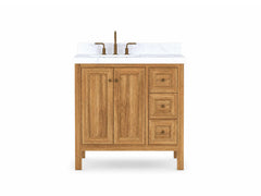 Nashville Teak Wood 36 in. W x 22 in. D Left Offset Sink Bathroom Vanity - photo 1