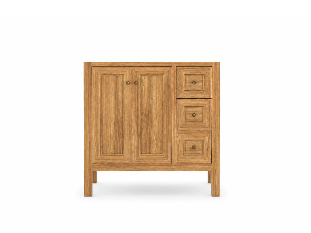 Nashville Teak Wood 36 in. W x 22 in. D Left Offset Sink Bathroom Vanity | 
              
                Light Natural Teak
                
                  
             - NAS_TK_LNT_WHQZ_36L - photo №7