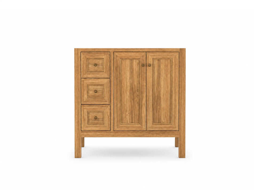 Nashville Teak Wood 36 in. W x 22 in. D Right Offset Sink Bathroom Vanity | 
              
                Light Natural Teak
                
                  
             - NAS_TK_LNT_WHQZ_36R - photo №7