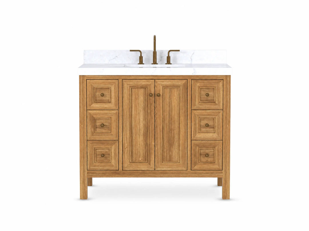 Nashville Teak Wood 42 in. W x 22 in. D Single Sink Bathroom Vanity | 
              
                Light Natural Teak
                
                  
             - NAS_TK_LNT_WHQZ_42 - photo №1