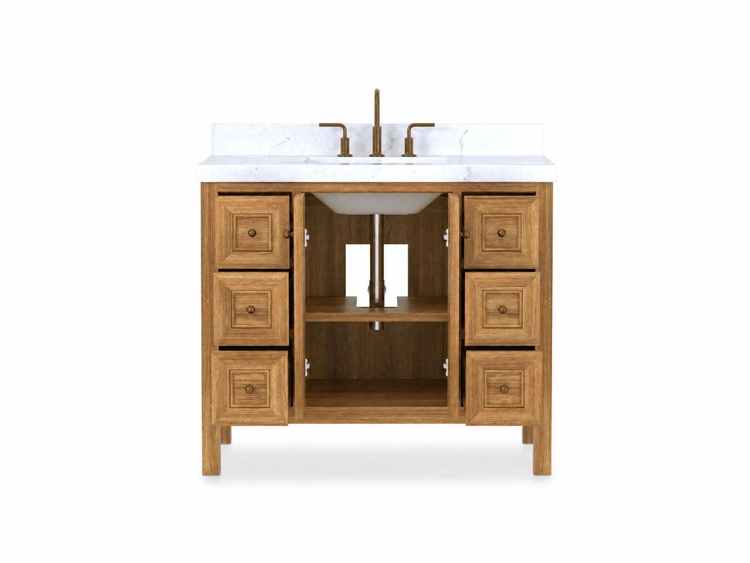 Nashville Teak Wood 42 in. W x 22 in. D Single Sink Bathroom Vanity | 
              
                Light Natural Teak
                
                  
             - NAS_TK_LNT_WHQZ_42 - photo №7