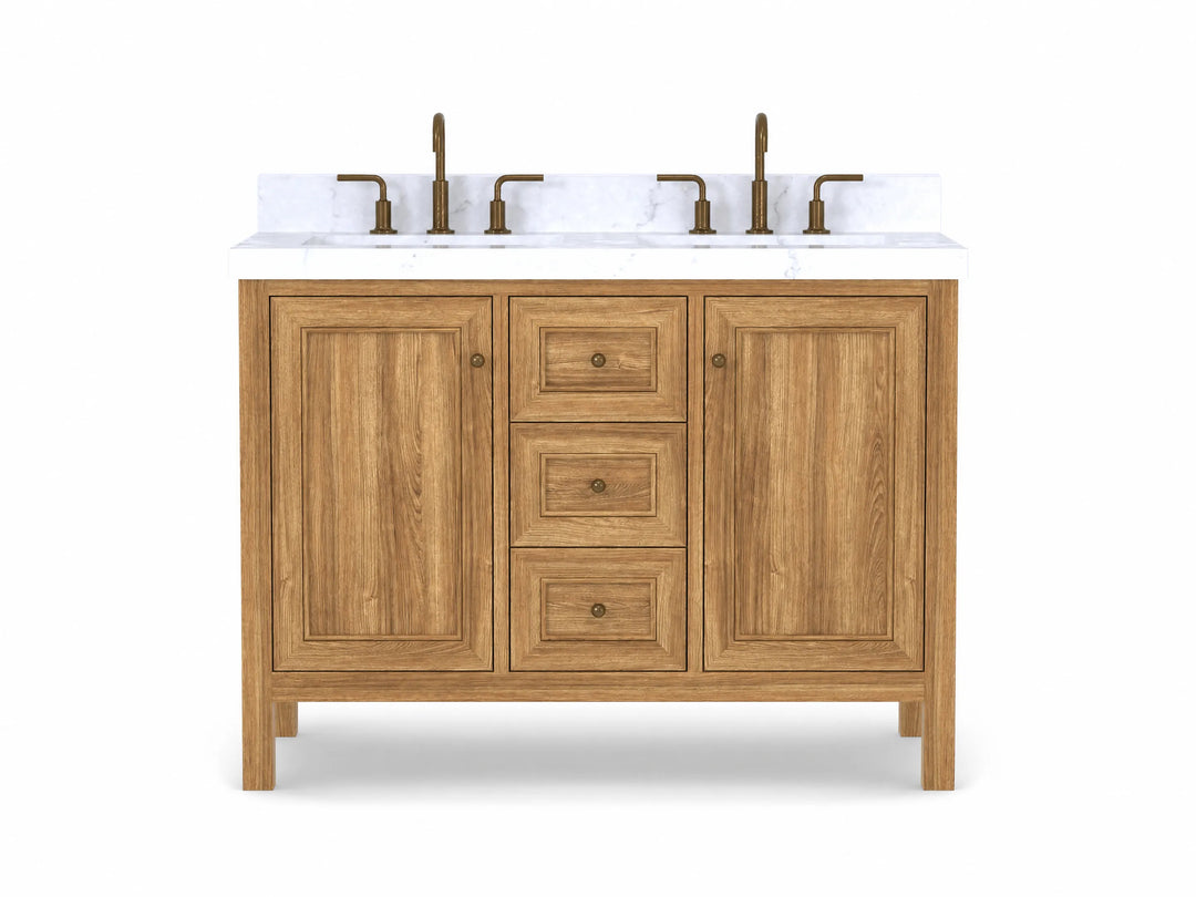 Nashville Teak Wood 48 in. W x 22 in. D Double Sink Bathroom Vanity | 
              
                Light Natural Teak
                
                  
             - NAS_TK_LNT_CA_NV_48D - photo №1