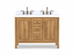 Nashville Teak Wood 48 in. W x 22 in. D Double Sink Bathroom Vanity - photo 1