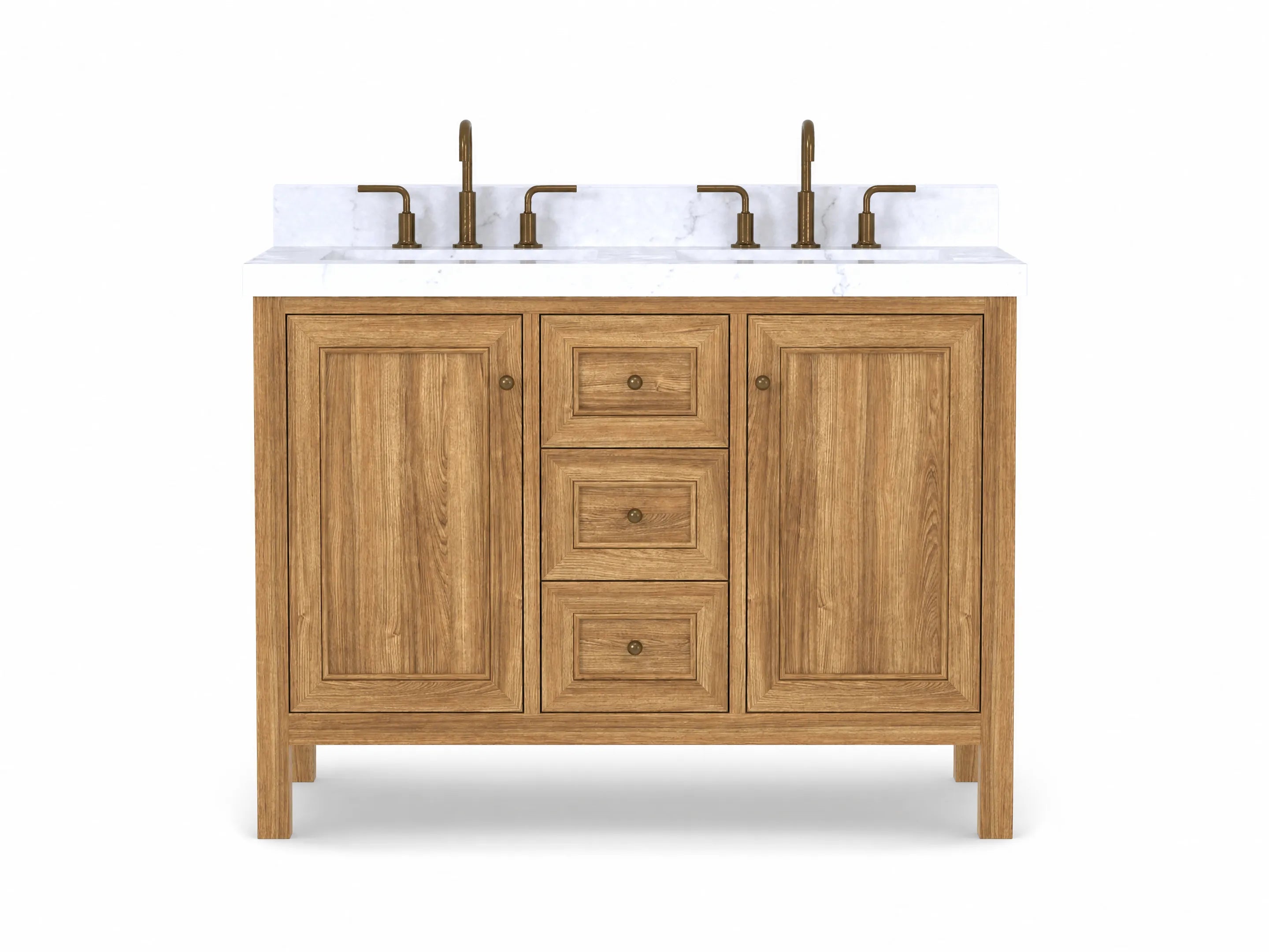 Nashville Teak Wood 48 in. W x 22 in. D Double Sink Bathroom Vanity