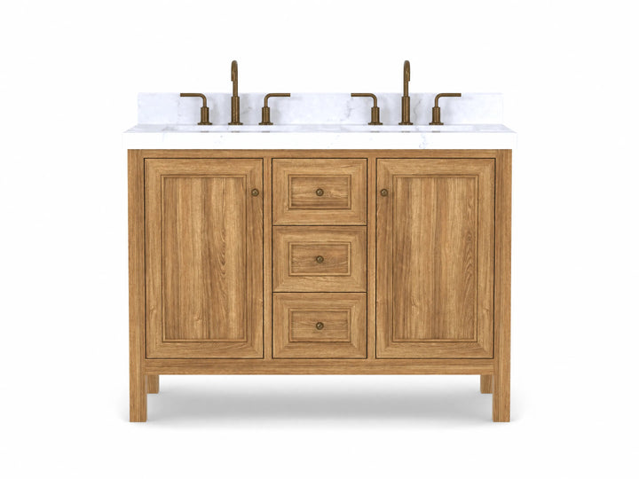Nashville Teak Wood 48 in. W x 22 in. D Double Sink Bathroom Vanity - photo 1