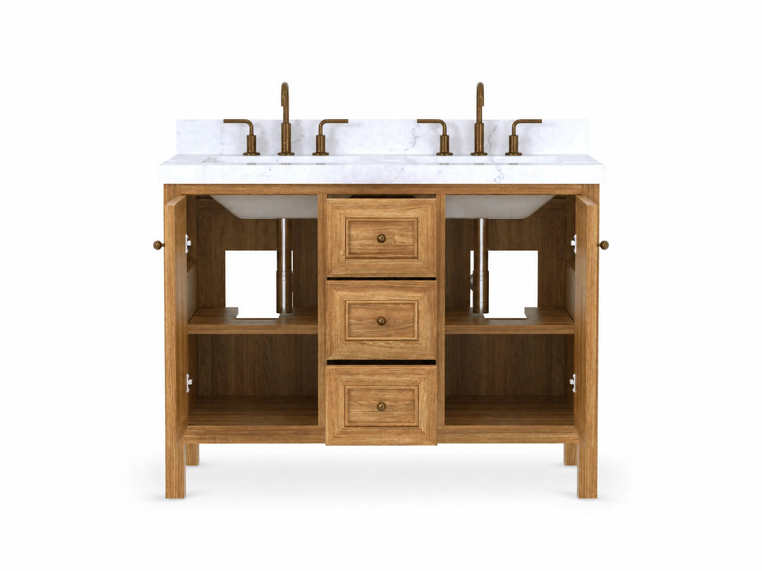 Nashville Teak Wood 48 in. W x 22 in. D Double Sink Bathroom Vanity | 
              
                Light Natural Teak
                
                  
             - NAS_TK_LNT_CA_NV_48D - photo №6
