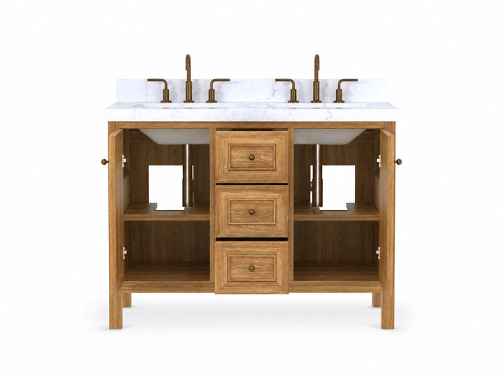 Nashville Teak Wood 48 in. W x 22 in. D Double Sink Bathroom Vanity - photo 6
