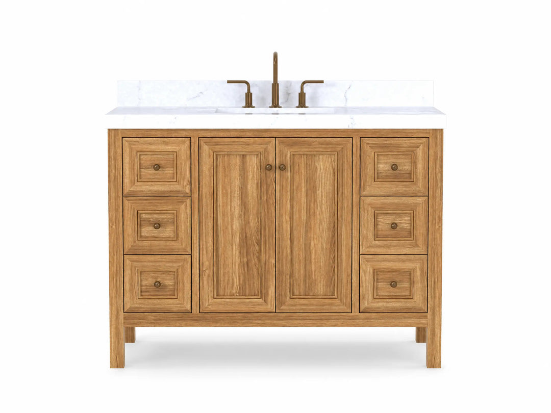 Nashville Teak Wood 48 in. W x 22 in. D Single Sink Bathroom Vanity | 
              
                Light Natural Teak
                
                  
             - NAS_TK_LNT_WHQZ_48S - photo №1
