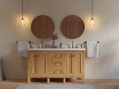 Nashville Teak Wood 60 in. W x 22 in. D Double Sink Bathroom Vanity - photo 4