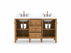Nashville Teak Wood 60 in. W x 22 in. D Double Sink Bathroom Vanity - photo 5