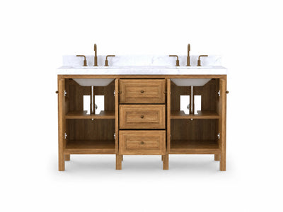 Nashville Teak Wood 60 in. W x 22 in. D Double Sink Bathroom Vanity