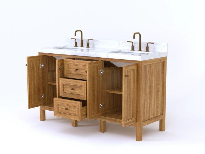 Nashville Teak Wood 60 in. W x 22 in. D Double Sink Bathroom Vanity - photo 6