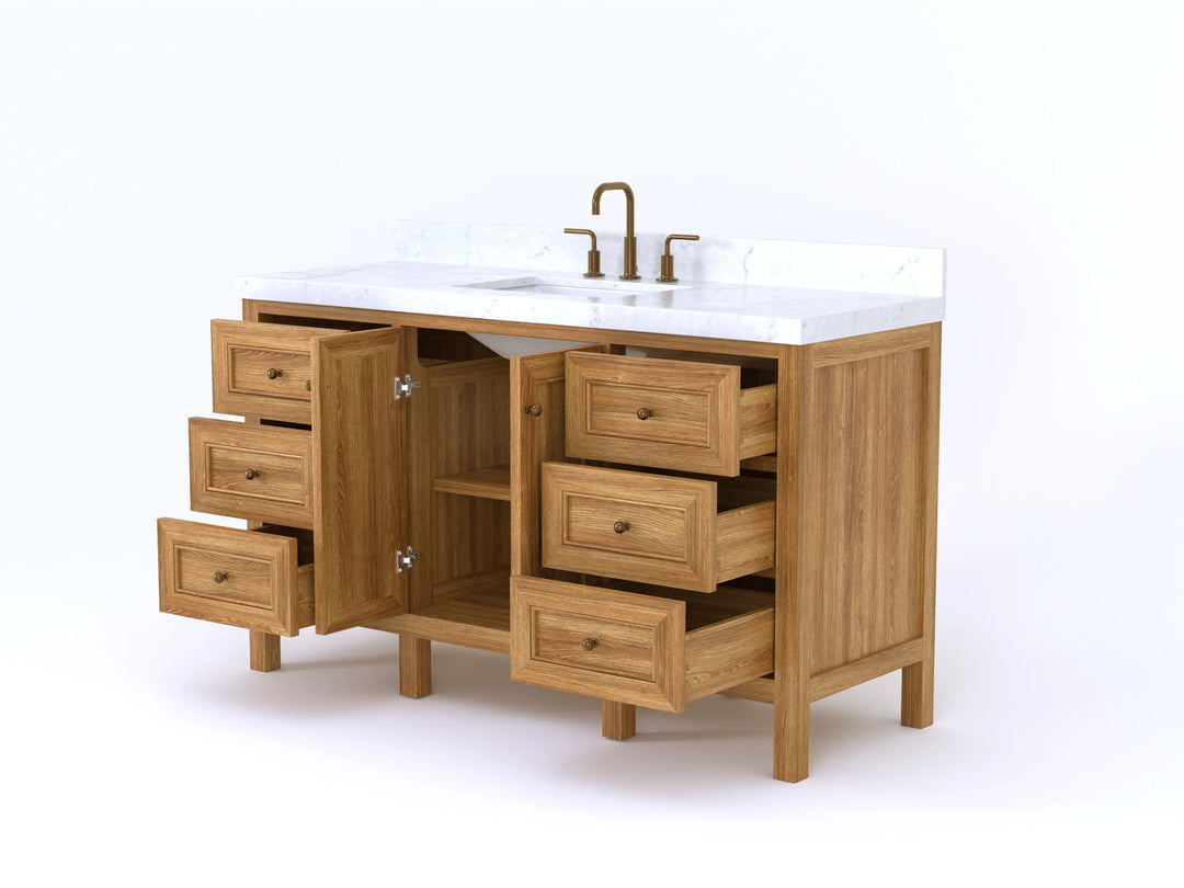 Nashville Teak Wood 60 in. W x 22 in. D Single Sink Bathroom Vanity | 
              
                Light Natural Teak
                
                  
             - NAS_TK_LNT_WHQZ_60S - photo №7