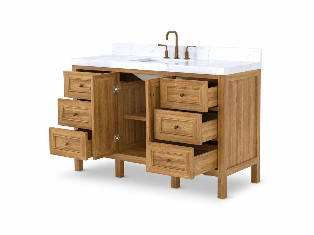 Nashville Teak Wood 60 in. W x 22 in. D Single Sink Bathroom Vanity | 
              
                Light Natural Teak
                
                  
             - NAS_TK_LNT_WHQZ_60S - photo №7