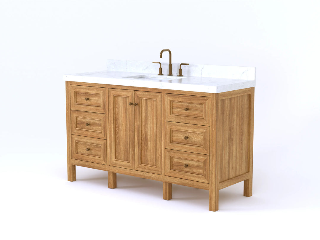 Nashville Teak Wood 60 in. W x 22 in. D Single Sink Bathroom Vanity | 
              
                Light Natural Teak
                
                  
             - NAS_TK_LNT_WHQZ_60S - photo №6