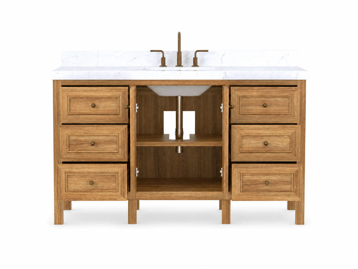 Nashville Teak Wood 60 in. W x 22 in. D Single Sink Bathroom Vanity - photo 9