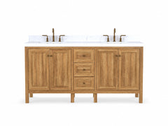 Nashville Teak Wood 72 in. W x 22 in. D Double Sink Bathroom Vanity - photo 1