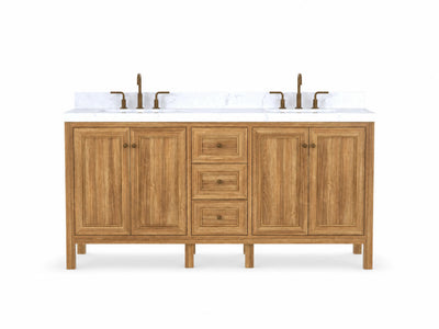 Nashville Teak Wood 72 in. W x 22 in. D Double Sink Bathroom Vanity