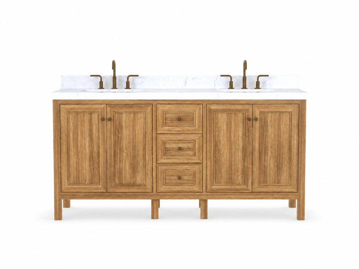 Nashville Teak Wood 72 in. W x 22 in. D Double Sink Bathroom Vanity - photo 1