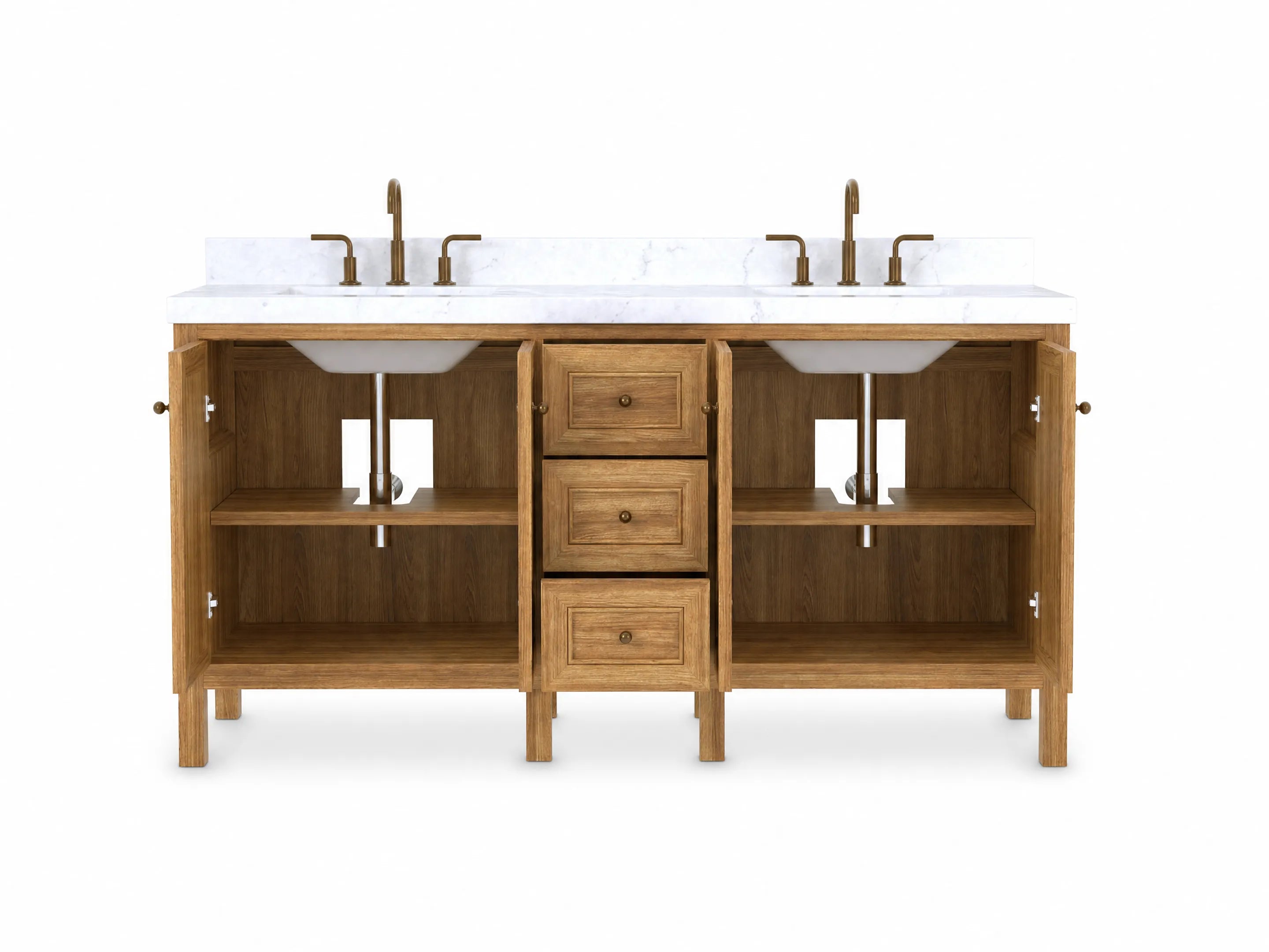 Nashville Teak Wood 72 in. W x 22 in. D Double Sink Bathroom Vanity
