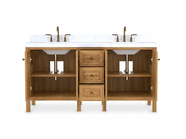 Nashville Teak Wood 72 in. W x 22 in. D Double Sink Bathroom Vanity - photo 3