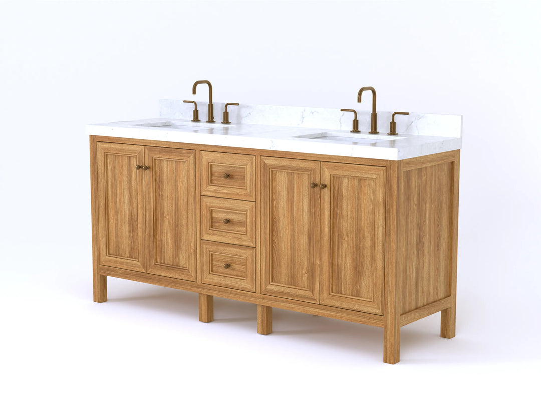 Nashville Teak Wood 72 in. W x 22 in. D Double Sink Bathroom Vanity | 
              
                Light Natural Teak
                
                  
             - NAS_TK_LNT_WHQZ_72D - photo №2