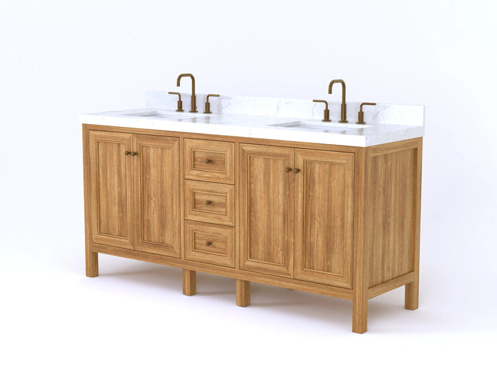 Nashville Teak Wood 72 in. W x 22 in. D Double Sink Bathroom Vanity - photo 2