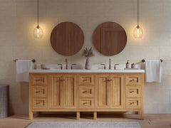 Nashville Teak Wood 84 in. W x 22 in. D Double Sink Bathroom Vanity - photo 5