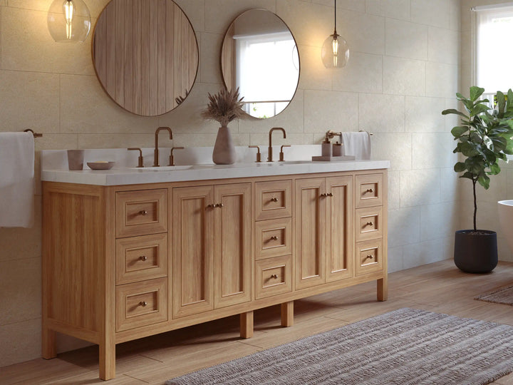 Nashville Teak Wood 84 in. W x 22 in. D Double Sink Bathroom Vanity - photo 3