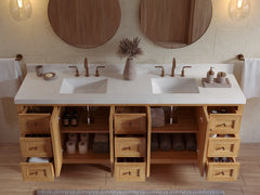 Nashville Teak Wood 84 in. W x 22 in. D Double Sink Bathroom Vanity - photo 2