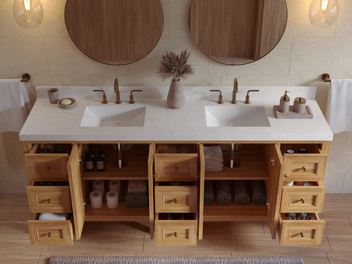 Nashville Teak Wood 84 in. W x 22 in. D Double Sink Bathroom Vanity - photo 2