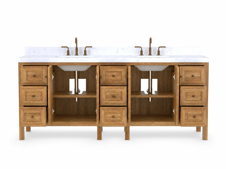 Nashville Teak Wood 84 in. W x 22 in. D Double Sink Bathroom Vanity - photo 6