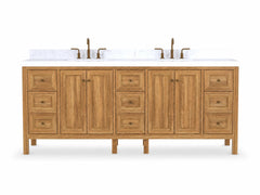 Nashville Teak Wood 84 in. W x 22 in. D Double Sink Bathroom Vanity - photo 1