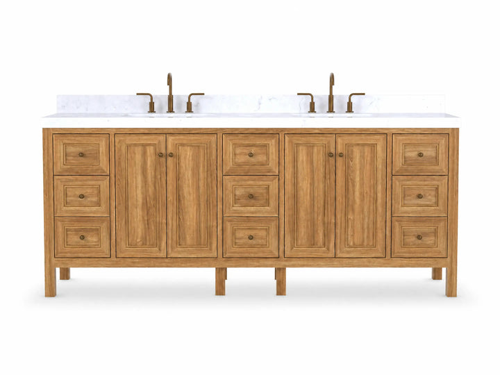Nashville Teak Wood 84 in. W x 22 in. D Double Sink Bathroom Vanity - photo 1