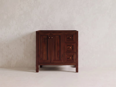 Nashville Teak Wood 36 in. W x 22 in. D Left Offset Sink Bathroom Vanity