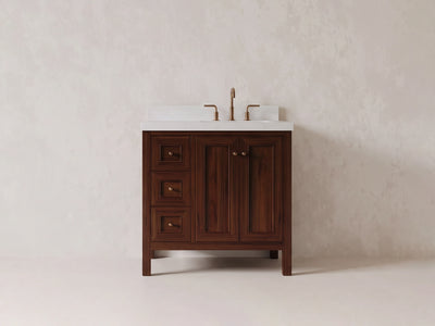 Nashville Teak Wood 36 in. W x 22 in. D Right Offset Sink Bathroom Vanity