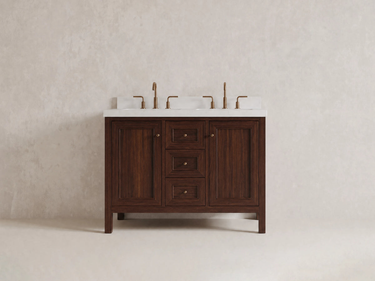 Nashville Teak Wood 48 in. W x 22 in. D Double Sink Bathroom Vanity