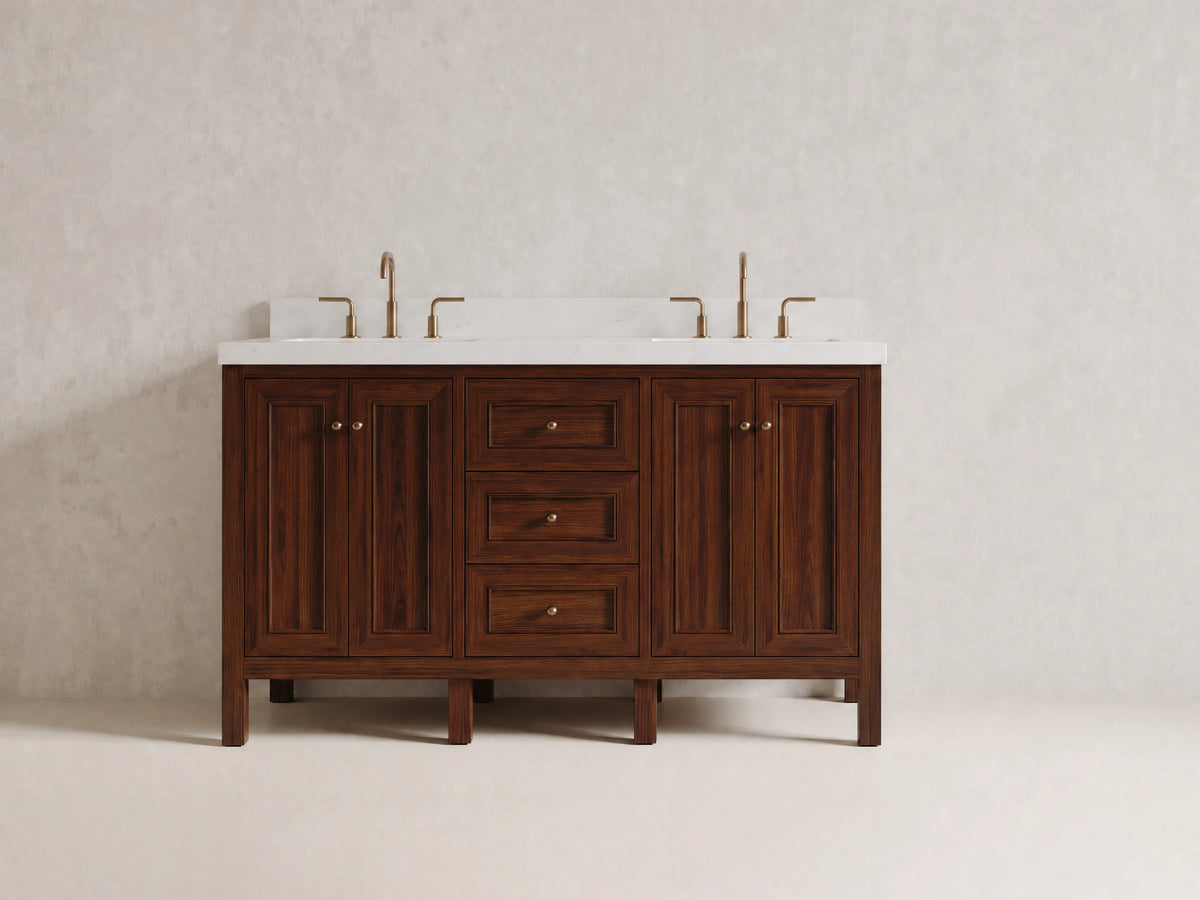 Nashville Teak Wood 60 in. W x 22 in. D Double Sink Bathroom Vanity