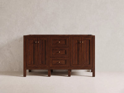 Nashville Teak Wood 60 in. W x 22 in. D Double Sink Bathroom Vanity