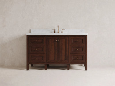 Nashville Teak Wood 60 in. W x 22 in. D Single Sink Bathroom Vanity