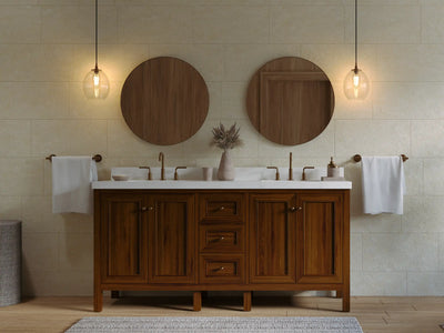 Nashville Teak Wood 72 in. W x 22 in. D Double Sink Bathroom Vanity