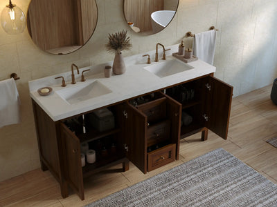 Nashville Teak Wood 72 in. W x 22 in. D Double Sink Bathroom Vanity