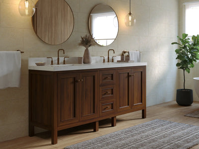 Nashville Teak Wood 72 in. W x 22 in. D Double Sink Bathroom Vanity