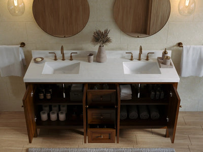 Nashville Teak Wood 72 in. W x 22 in. D Double Sink Bathroom Vanity