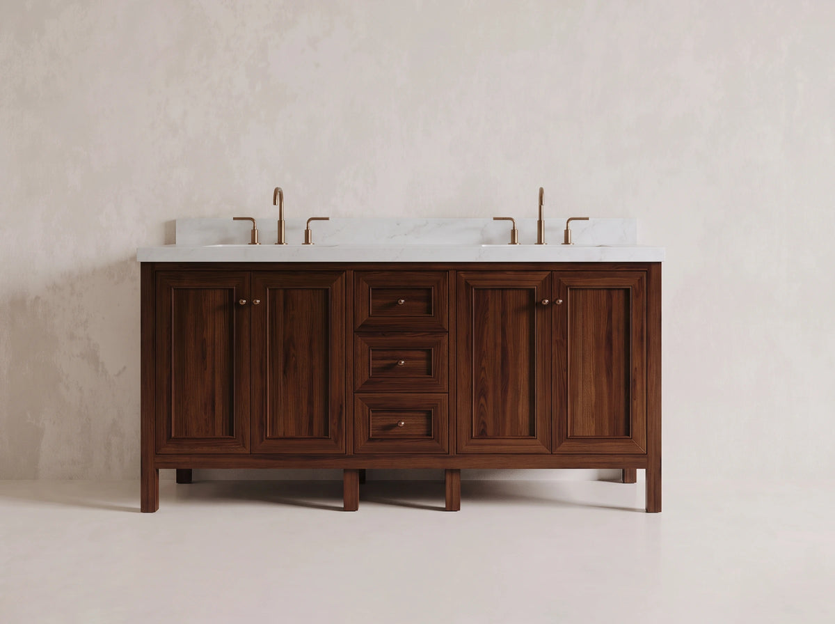 Nashville Teak Wood 72 in. W x 22 in. D Double Sink Bathroom Vanity